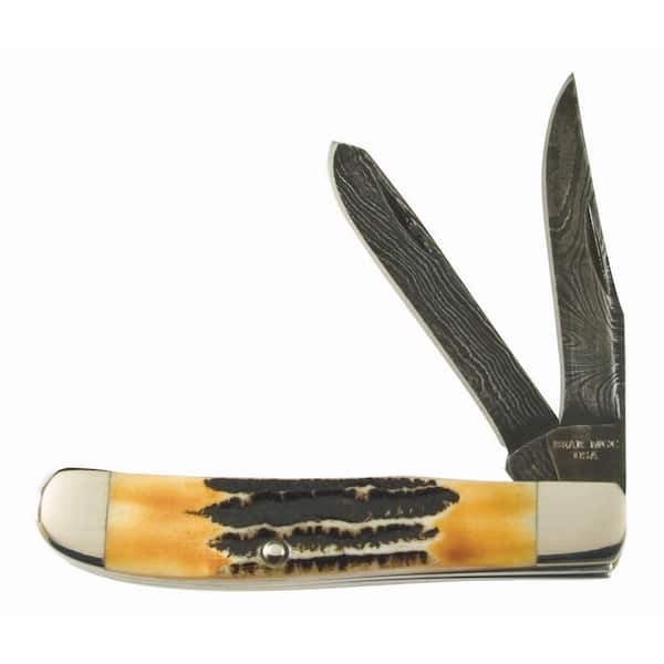 Bear and Son Cutlery 3-1/2 in. Genuine India Stag Bone Two-Blade Mini Trapper Slip Joint Knife