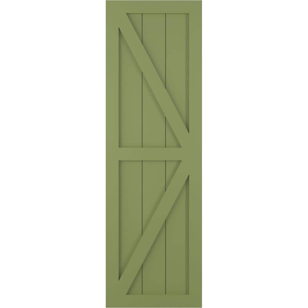 15 in. x 52 in. PVC Two Equal Panel Farmhouse Fixed Mount Board and Batten Shutters with Z-Bar Pair in Moss Green price history on PriceWatchPro
