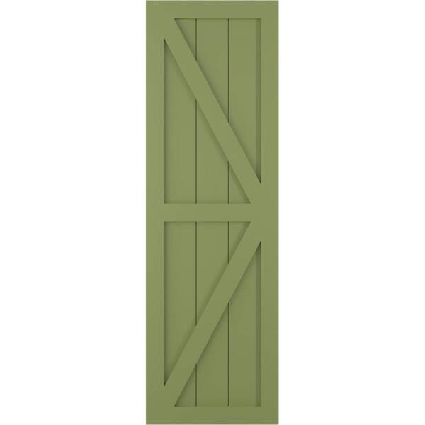 Ekena Millwork 18 in. x 76 in. True Fit PVC Farmhouse/Flat Panel Combination Fixed Mount Board & Batten Shutters Pair in Viridian Green