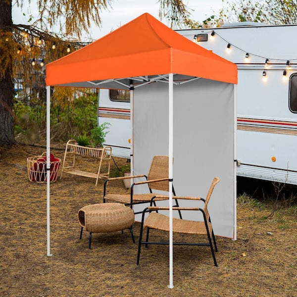 5 ft. x 5 ft. Orange Pop Up Canopy Tent with Carry Bag, Removable Sidewall and Mesh Pocket, Instant Shelter Tent