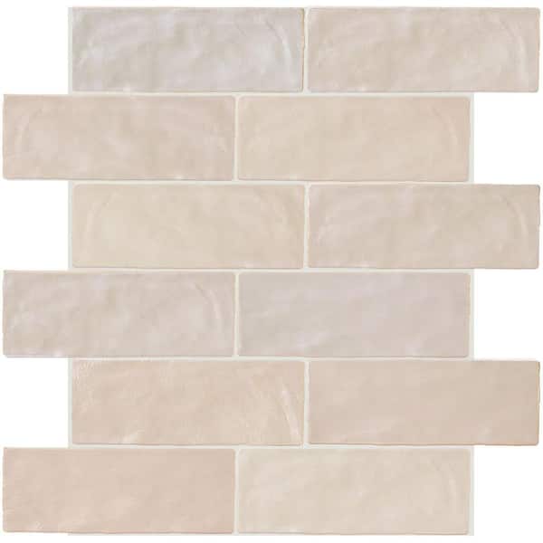 Apollo Tile Green 2.5 in. x 8 in. Polished Ceramic Subway Mosaic Tile Sample (0.13 sq. ft./Piece)