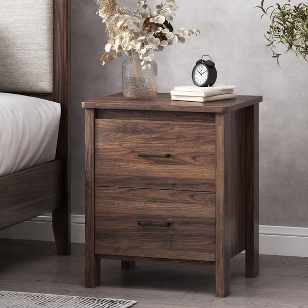 Noble House Hysham 2 Drawer Medium Brown Nightstand