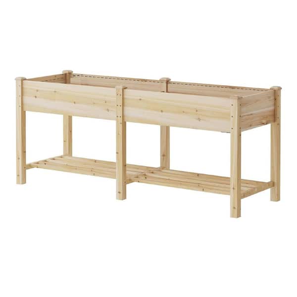 Raised Garden Bed Planter Box with Legs 72 in. L x 24 in. W x 30.7 in. H Rot-Resistant Natural Wood for Herbs Vegetables