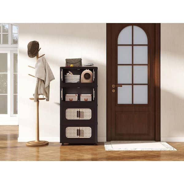 40 in. H x 20 in. W Brown Plastic Folding Storage Cabinet with