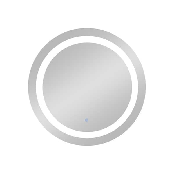 Unbranded 30 in. W x 30 in. H Frameless Round LED Anti-fog Wall-Mount Bathroom Vanity Mirror in Sliver