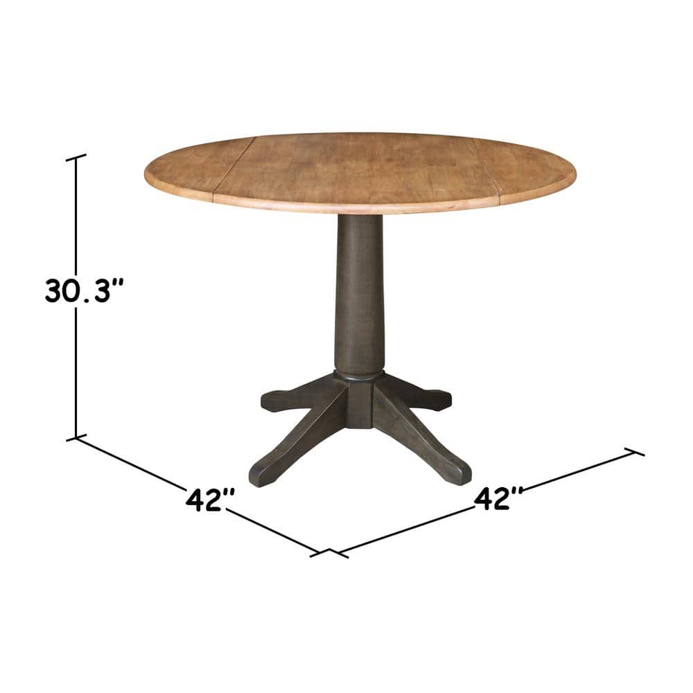 Classic 42" Round Hickory & Washed Coal Extendable Dining Table
