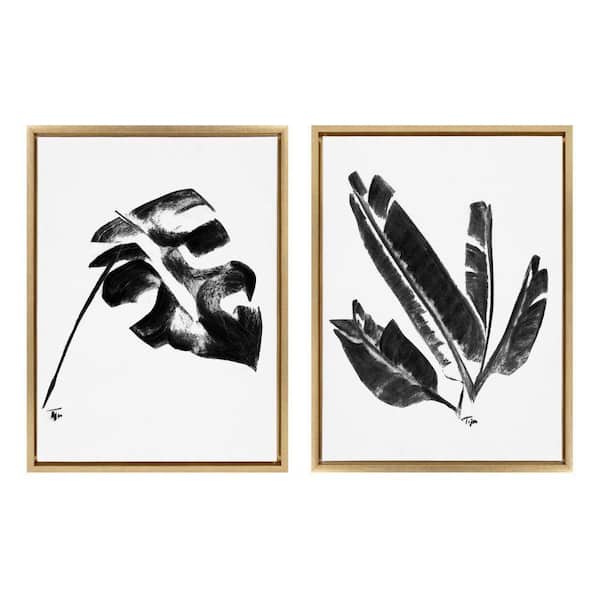 Kate and Laurel Sylvie 582 Monstera and 583 Banana Leaf by Teju Reval of SnazzyHues 2 Piece Framed Art Print 24 in. x 18 in.