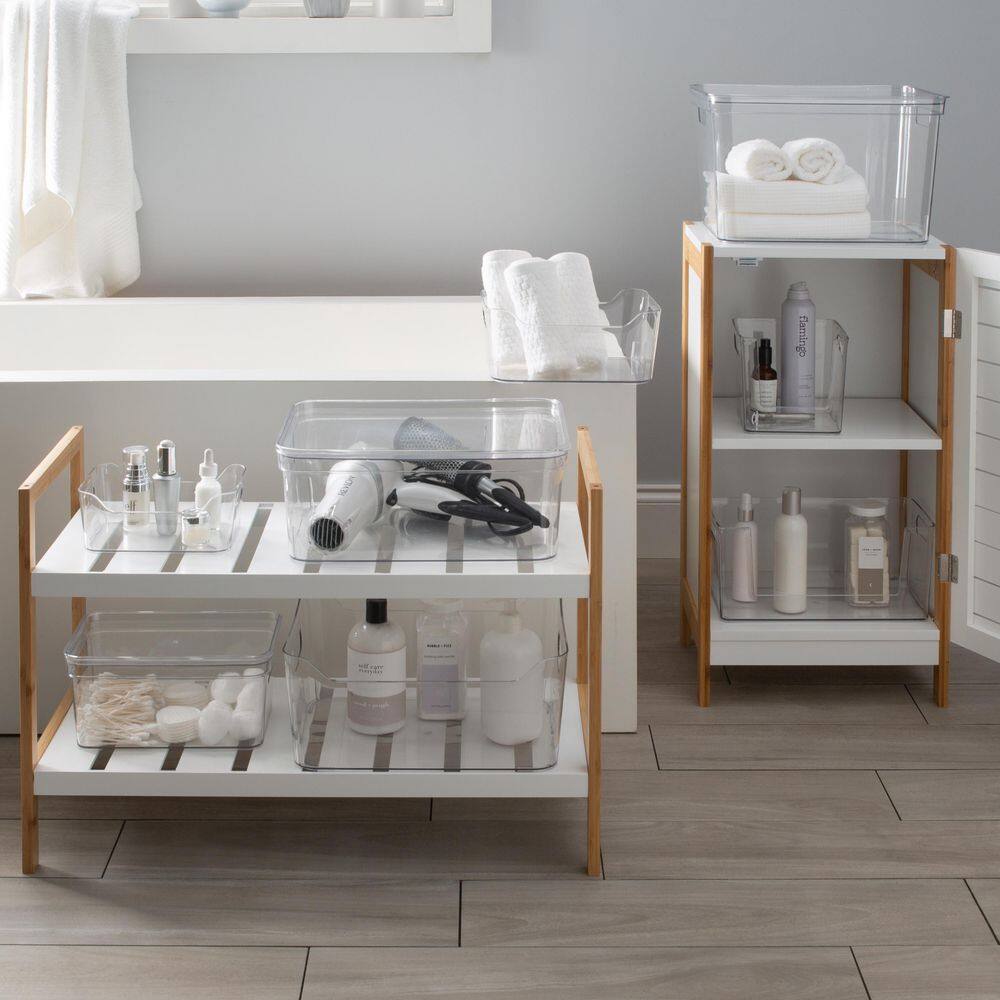 Large Clear Plastic Lidded Storage Tote Bin