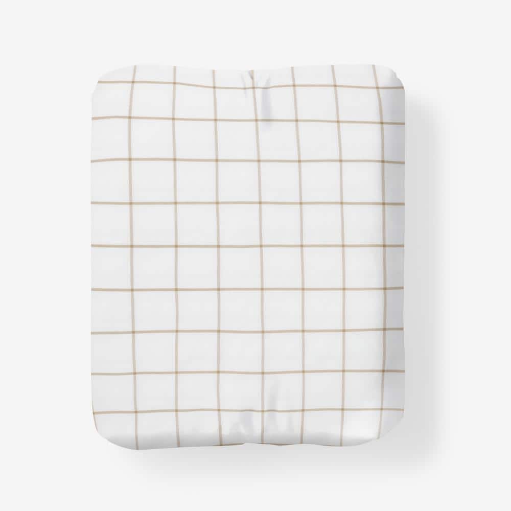 The Company Store Block Plaid T200 Yarn Dyed Wheat Cotton Percale Twin Fitted Sheet 50636BT