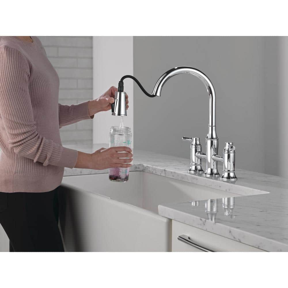 Renaldi Chrome Bridge Kitchen Faucet with Pull-out Spray