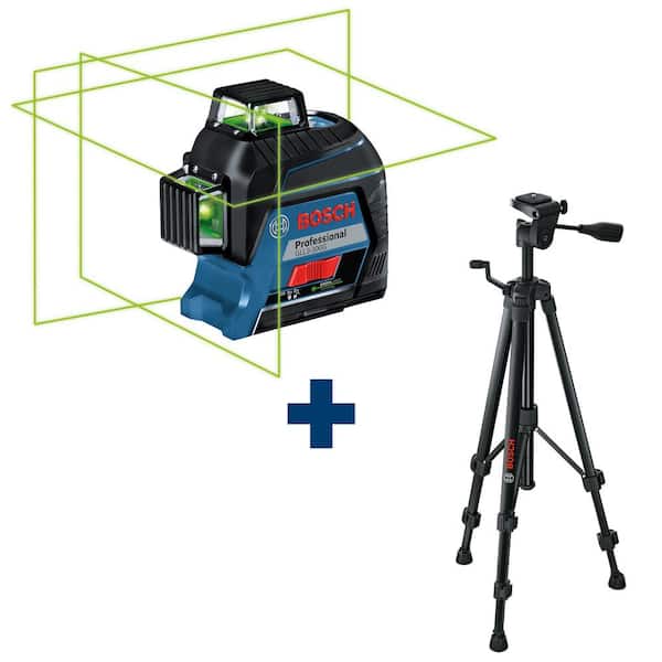 Bosch 300 ft. Green 360-Degree Self Leveling Laser with Visimax Technology,  Mount Plus Compact Tripod with Extendable Height GLL3-300G+BT150 - The Home  Depot