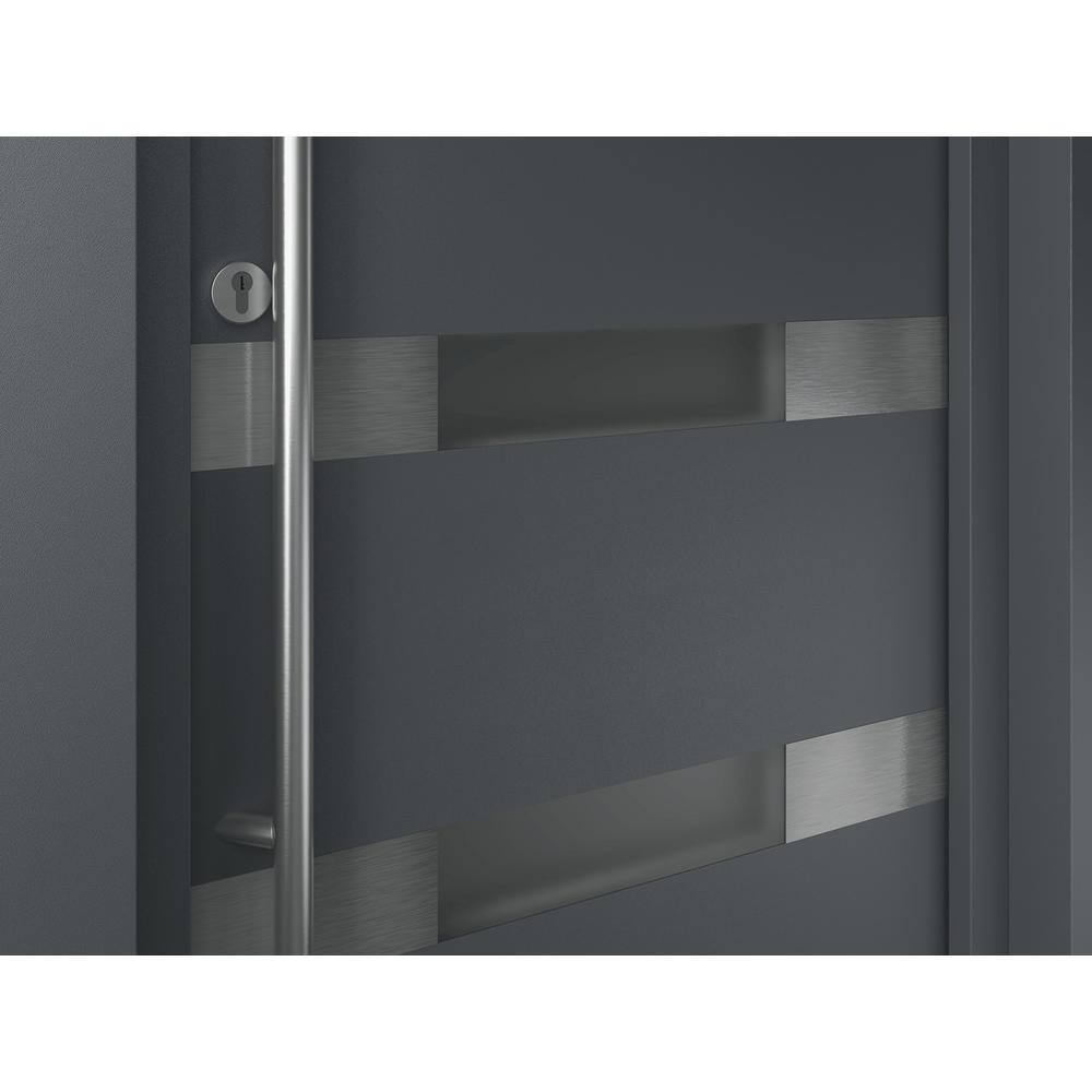 Aura Anthracite Zinc-Galvanized Steel Front Door with Frosted Glass