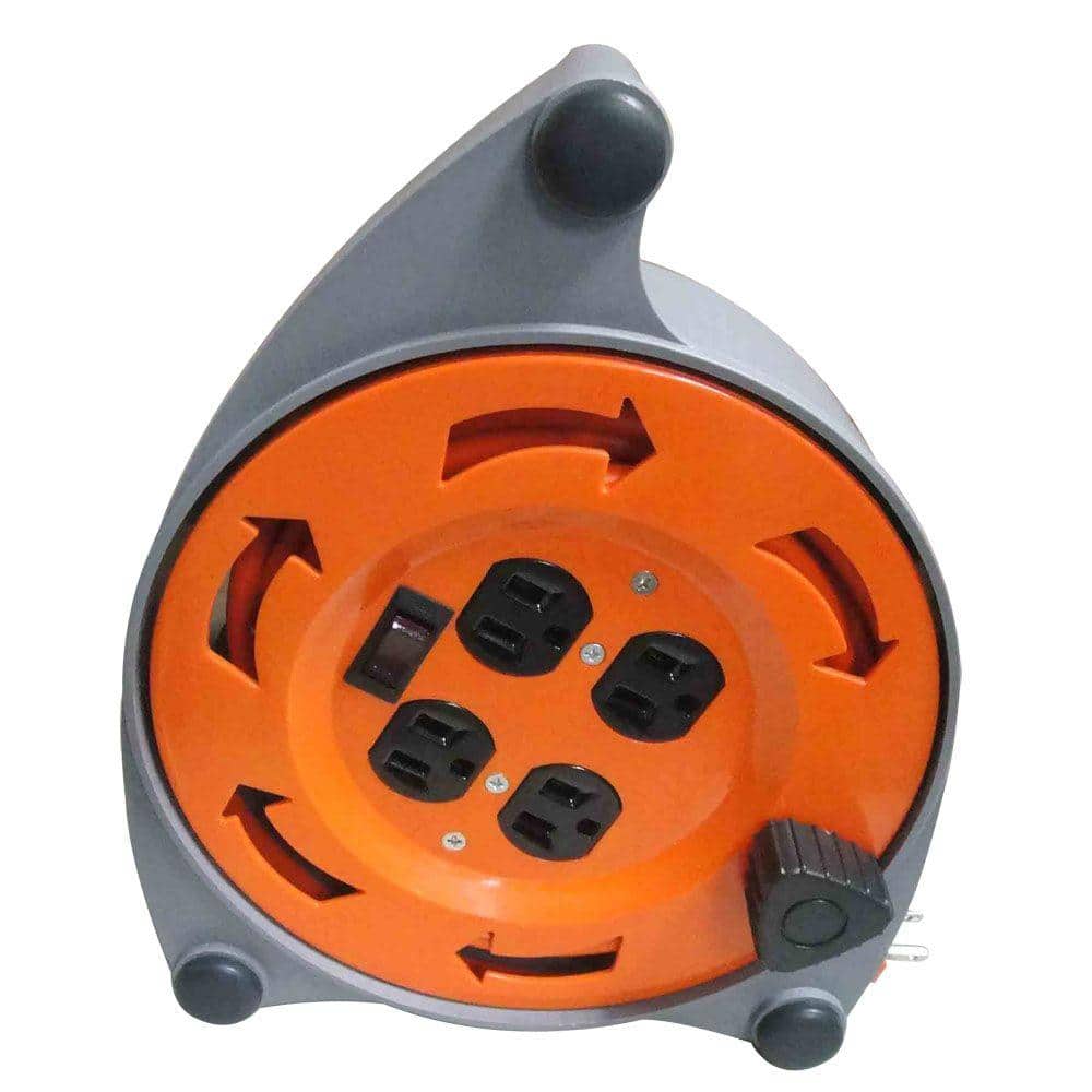 HDX 20 ft. 16/3 Retractable Extension Cord Reel with 4-Outlets CR-002 - The  Home Depot