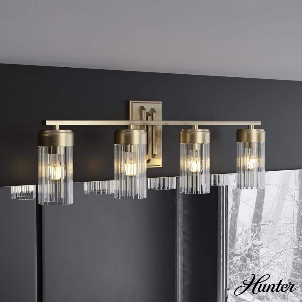 Gatz Alturas Gold 4-Light Fluted Glass Vanity Fixture