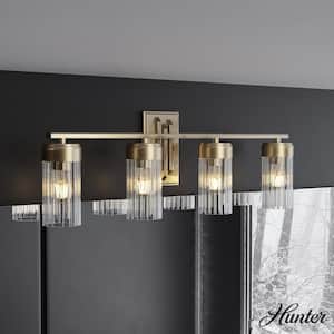 Gatz 31.5 in. 4-Light Alturas Gold Vanity Light with Ribbed Glass Shades
