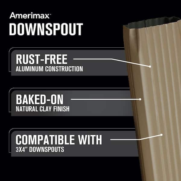 3 in. x 4 in. x 10 ft. Natural Clay Aluminum Downspout