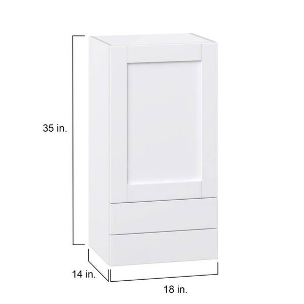 J COLLECTION Mancos Bright White Shaker Assembled Wall Kitchen Cabinet with a Drawer (18 in. W x 35 in. H x 14 in. D)