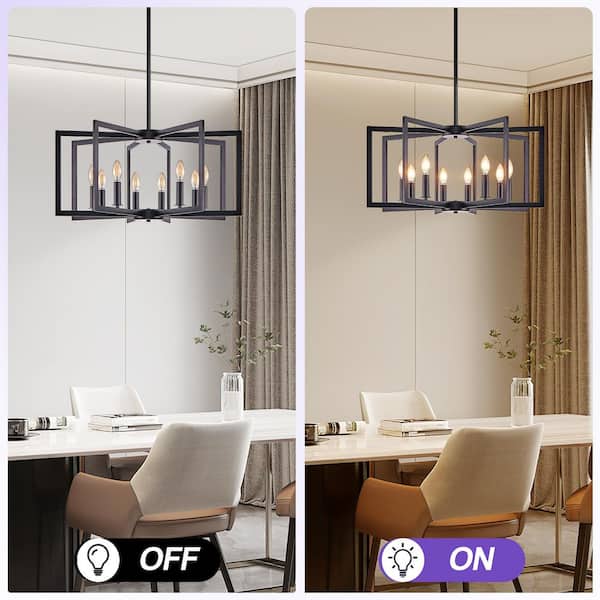 27" Width 8-Light Black Octagon Chandelier for Kitchen Island with no bulbs included