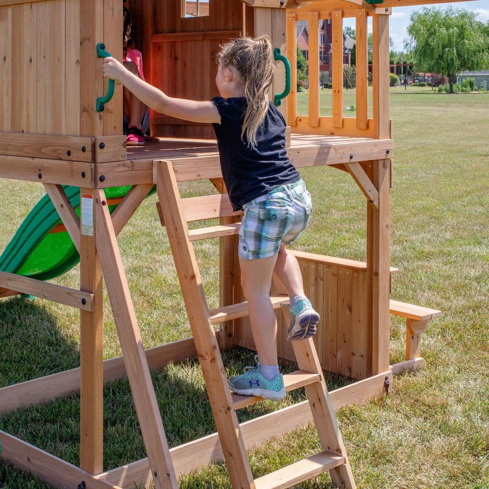 Montpelier Cedar Wood Swing Set with Slide and Monkey Bars
