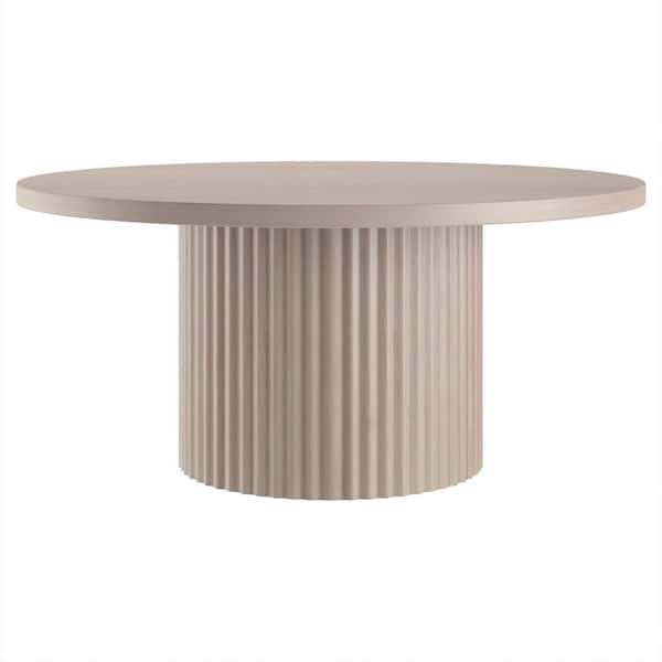 Rollan 32 in. Alder White Round MDF Top Coffee Table