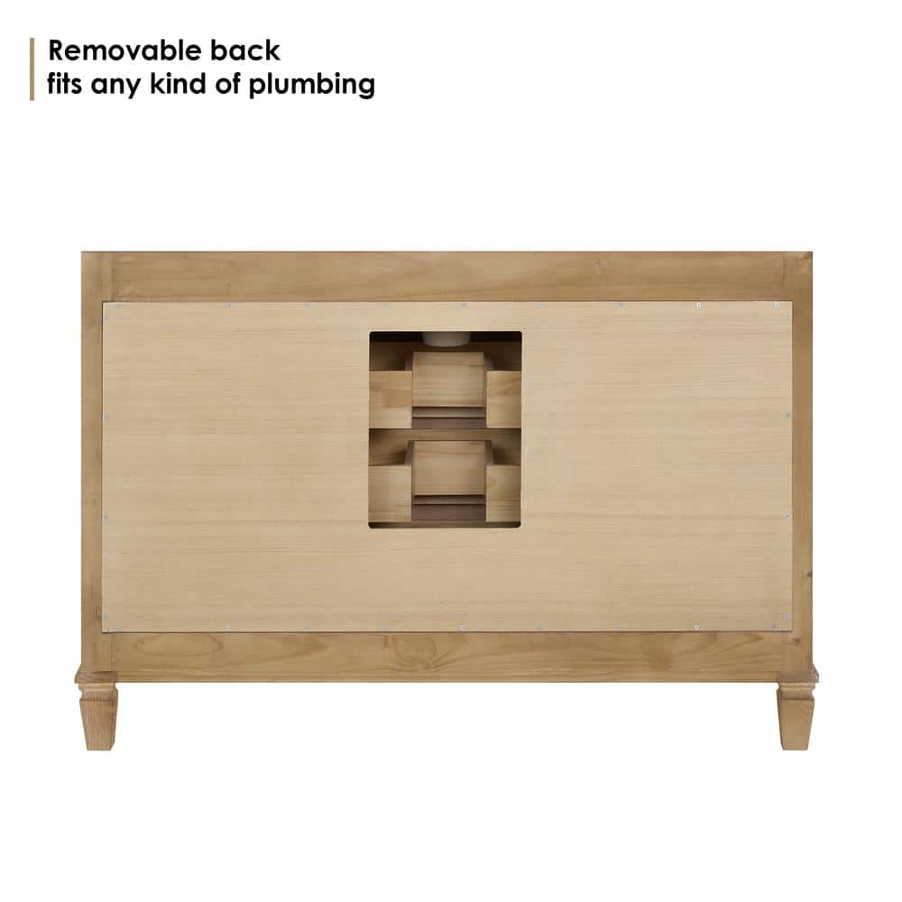 Solana 47.2" Weathered Fir Wood Vanity Base with Rattan Accents