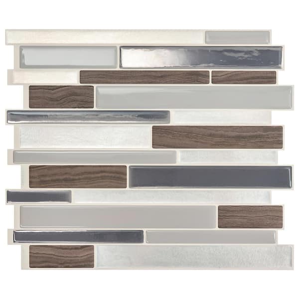 smart tiles Milano Argento 11.55 in. x 9.63 in. Vinyl Peel and Stick Tile (2.8 sq. ft. / 4-Pack)