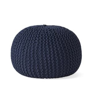 Moloney Navy Cotton Knitted Round Pouf
