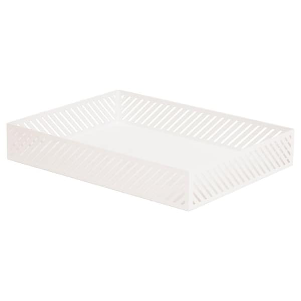 Metal Letter Size Paper Tray, Desktop Document Organizer with Non-Slip Pads, White