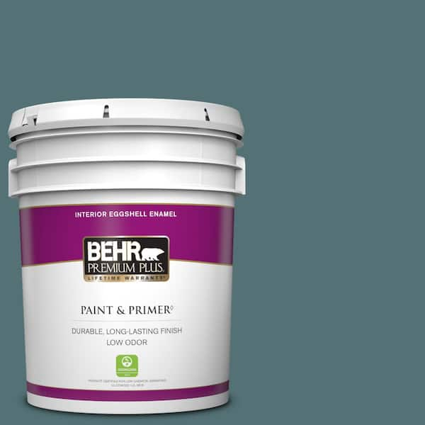 BEHR PREMIUM PLUS 5 gal. Home Decorators Collection #HDC-CL-22 Sophisticated Teal Eggshell Enamel Low Odor Interior Paint & Primer