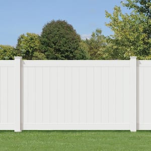 Pro-Series 5 ft. H x 8 ft. W White Vinyl Woodbridge Privacy Fence Panel