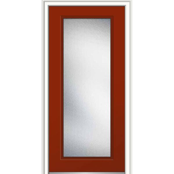 MMI Door 32 in. x 80 in. Micro Granite Glass Left-Hand Inswing Full Lite Decorative Classic Painted Steel Prehung Front Door