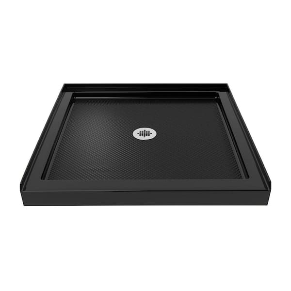 DreamLine SlimLine 32 in. x 32 in. Single Threshold Alcove Shower Pan Base in Black with Center Drain