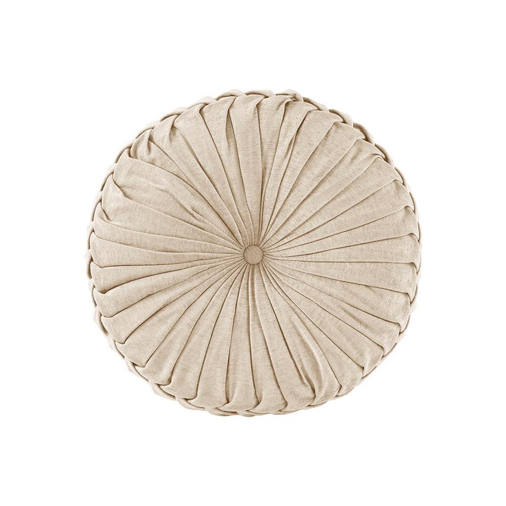 Ivory 22 in. L x 22 in. W Polyester Round Throw Pillow Floor Pillow Cushion