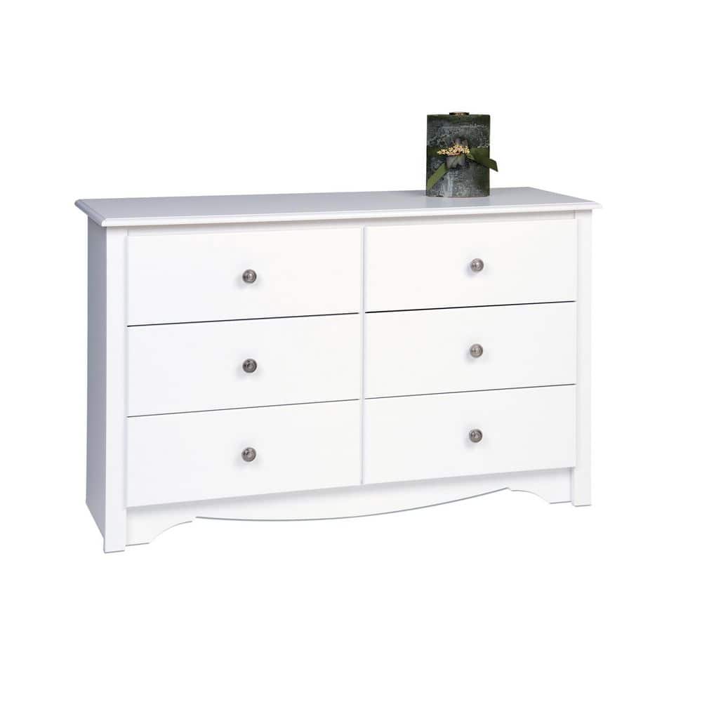 Compact Monterey 6-Drawer Nursery Dresser in White with Deep Storage
