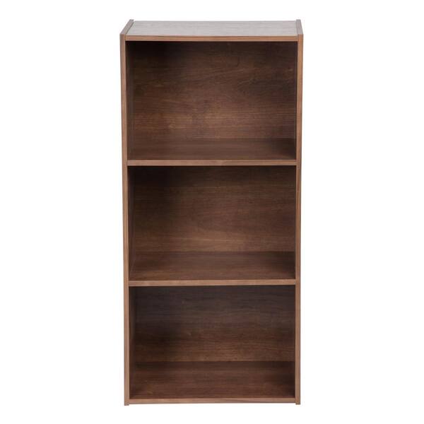 IRIS 34.5 in. Dark Brown Faux Wood 3-shelf Standard Bookcase with Cubes