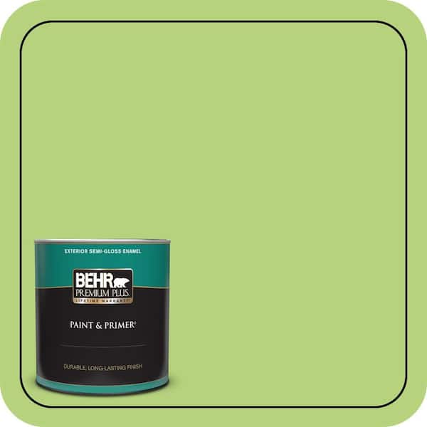 BEHR PREMIUM PLUS 1 qt. #420B-4 Tart Apple Semi-Gloss Enamel Exterior Paint & Primer