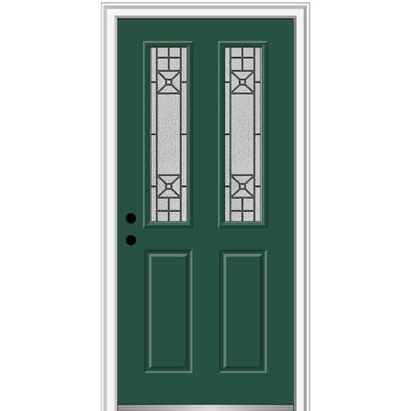 MMI Door 32 in. x 80 in. Courtyard Right-Hand 2-Lite Decorative Painted Fiberglass Smooth Prehung Front Door on 4-9/16 in. Frame