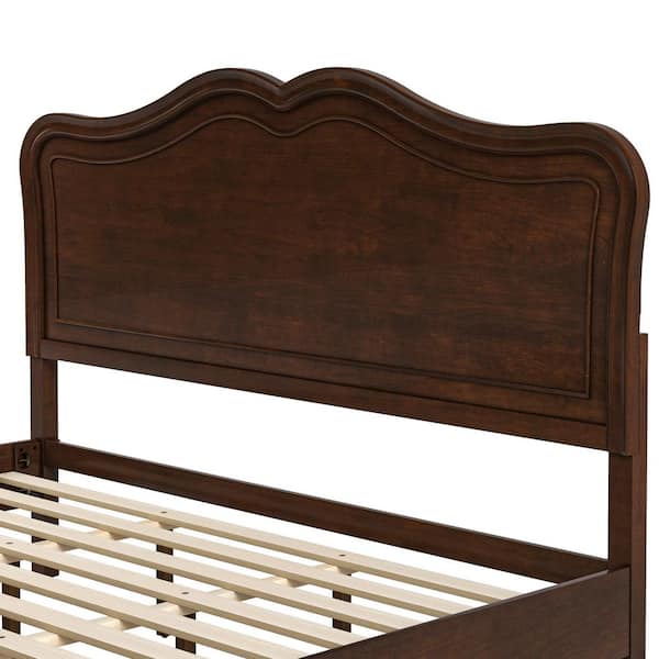 OrangeOne Mid-Century Dark Walnut Brown Solid Wood Frame Queen