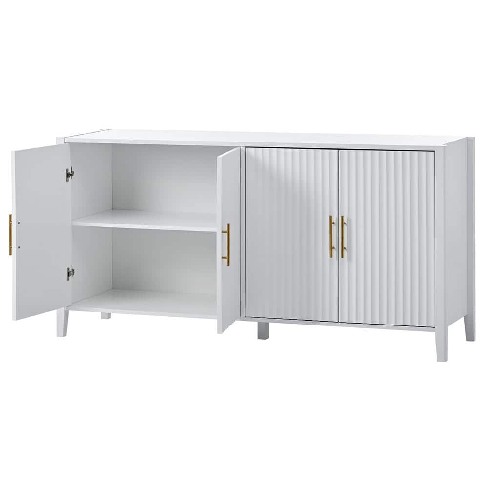 63.1 in. W x 17.7 in. D x 31.9 in. H White MDF Board Linen Cabinet with 4-D