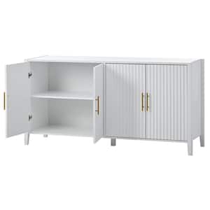 63.1 in. W x 17.7 in. D x 31.9 in. H White MDF Board Linen Cabinet with 4-Doors and 2-Shelves