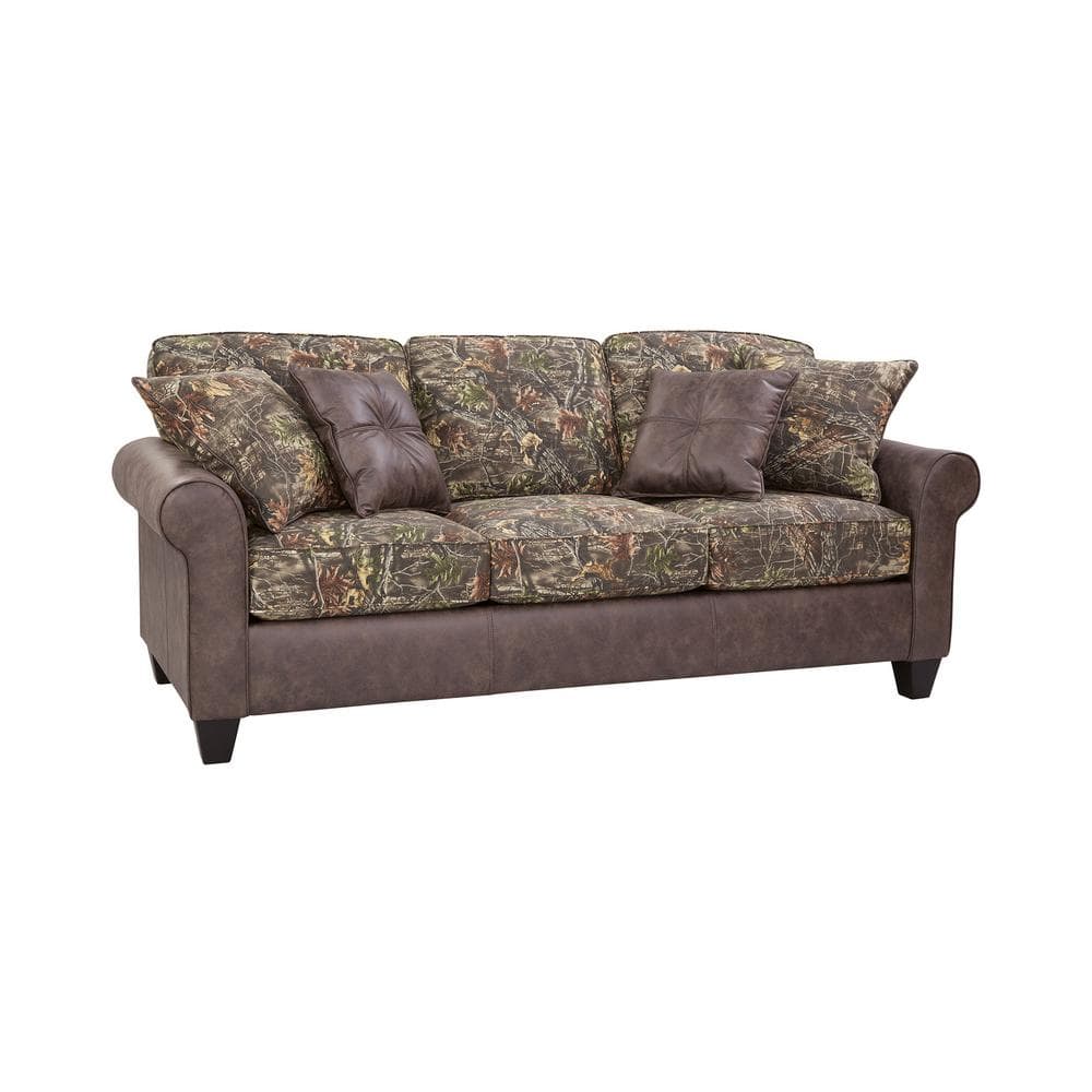 American Furniture Classics Maumelle Collection 82 in. W Rolled Arm Camo Fabric Straight Sofa in Brown and Camo, Camouflage -  8-010-A330V14