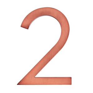 8 in. Antique Copper Aluminum Floating or Flat Modern House Number 2