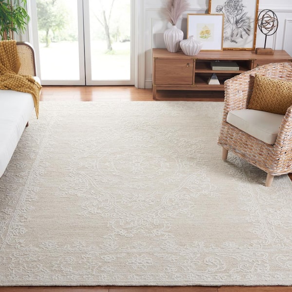 Abstract Ivory/Beige 8 ft. x 10 ft. Modern Medallion Area Rug