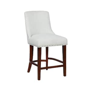 Trapp 25.5 in. Espresso High Back Wood Counter Stool with Natural Fabric Seat