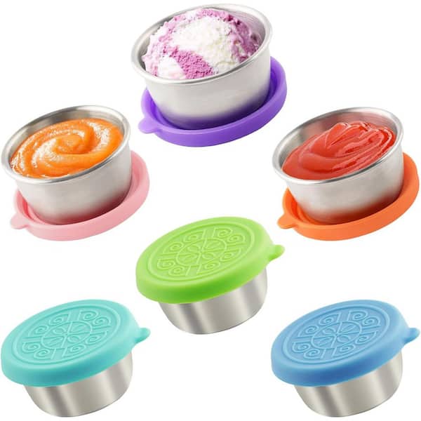 Stainless Steel Salad Dressing Containers Set 6 Pieces Reusable Containers w/ Lids for Lunch & Meal Prep Food Storage