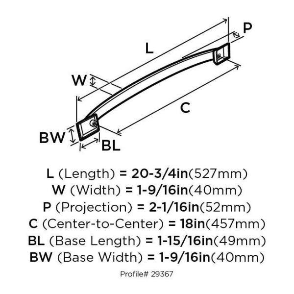 Satin Nickel 18-Inch Brushed Appliance Pull with Mounting Hardware