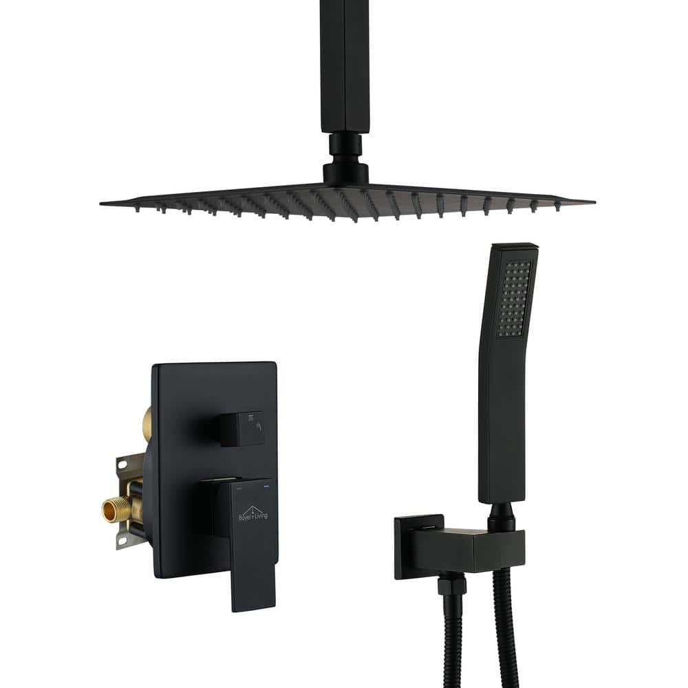 1-Spray Patterns with 2.5 GPM 10 in. Ceiling Mount Dual Shower Heads with P