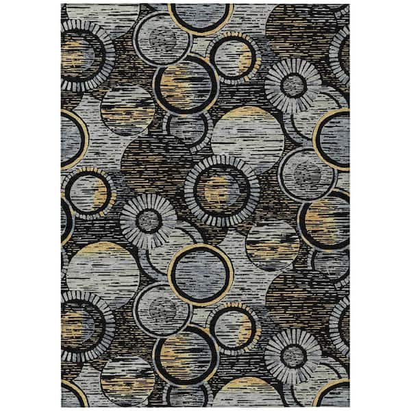 Addison Rugs Chantille Machine Washable Indoor/Outdoor Abstract ACN2206 Black 10 ft. x 14 ft. Area Rug