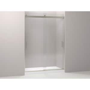Levity 59.625 in. W x 82 in. H Frameless Sliding Shower Door in Nickel Handles