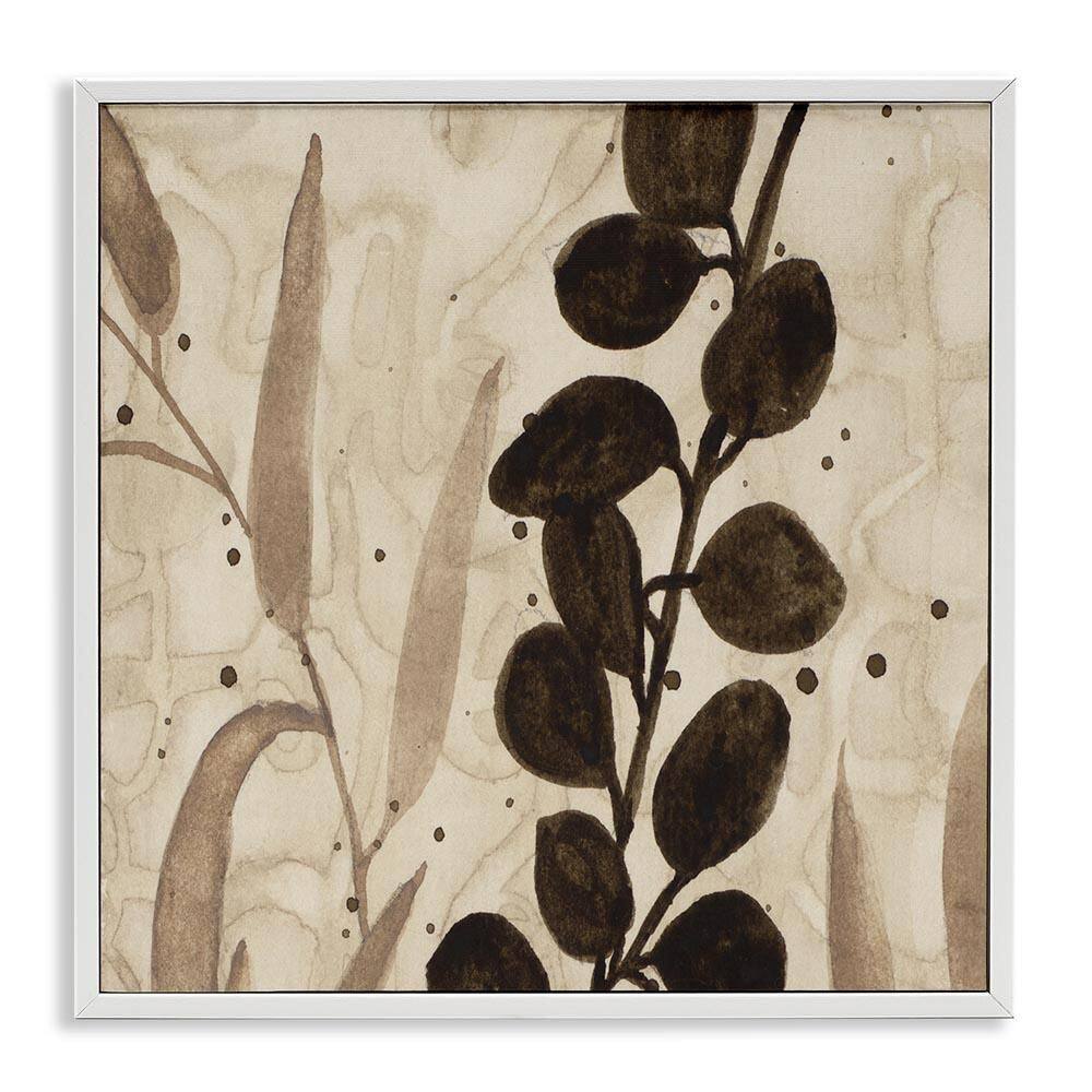 Asymmetrical Natural Leaves by Krinlox White Framed Nature Giclee Art Print 12 in. x 12 in. price history on PriceWatchPro